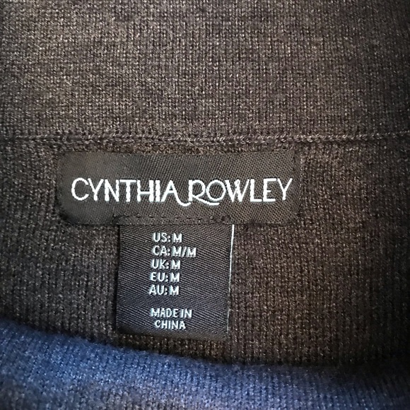 Cynthia Rowley Turtleneck Sweater Womens Medium Charcoal Grey Pocket Thumb Holes - Picture 4 of 9